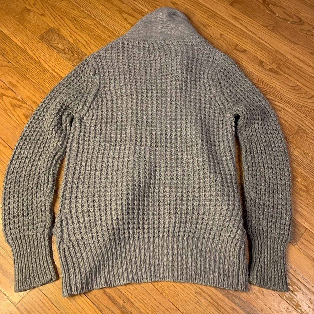 Suzy Shier Grey Waffle Knit Shawl Collar Cardigan - Size M - Picture 2 of 7